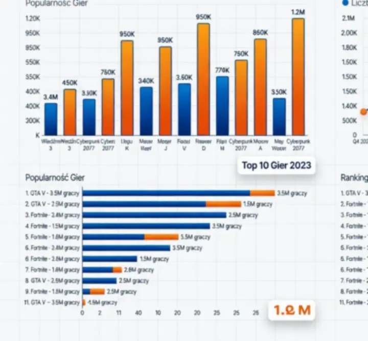 Infografika przedstawiająca trendy i statystyki dotyczące popularności gier