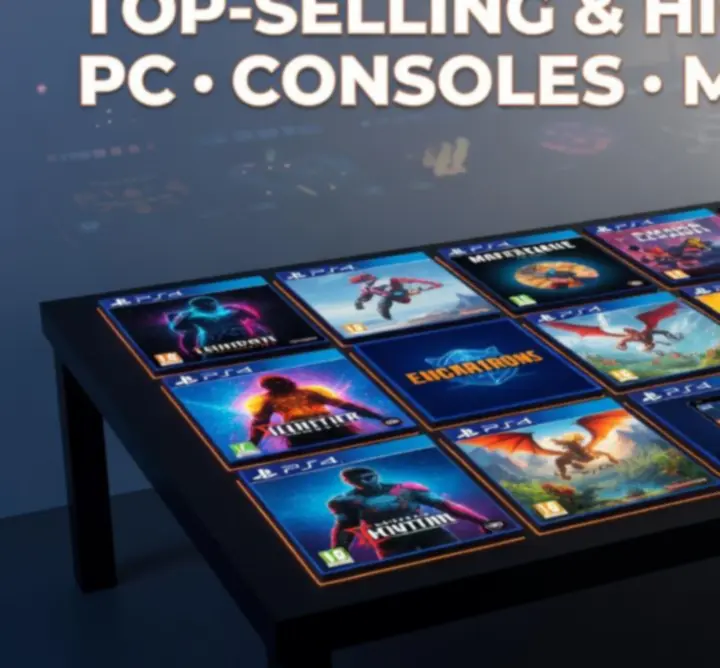 Kolaż okładek najpopularniejszych gier miesiąca na PC, konsole i urządzenia mobilne